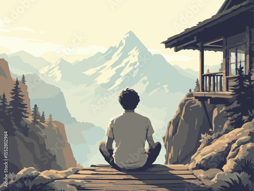 man sitting on a mountain top