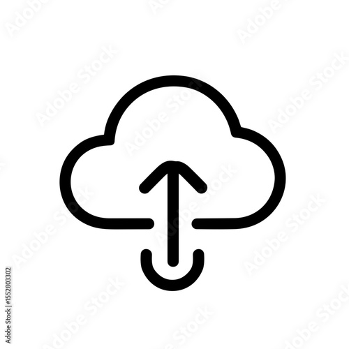 Simple Outline Cloud Upload Arrow Interface Shape Icon Graphic Element
