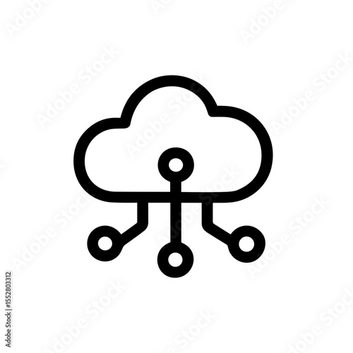 Simple Line Cloud Computing Network Connection System Icon Symbol