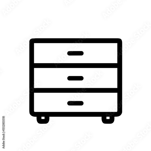 Simple Line Art Dresser Minimalist Illustration Furniture Interior Design