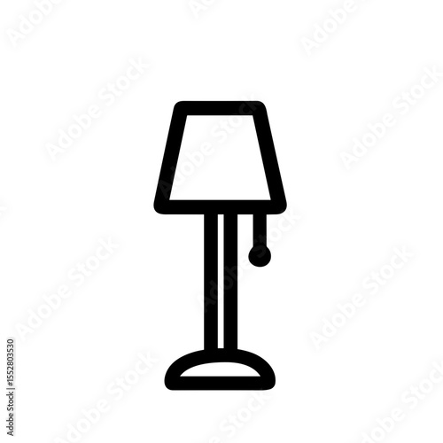 Outline Simple Floor Lamp Icon, Home Interior Lighting Design Element