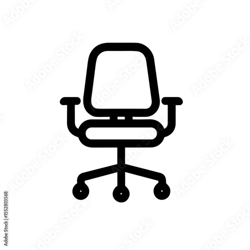 Minimalist Outline Office Swivel Chair Simple Line Art Furniture Icon