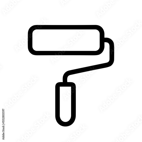 Minimalist Outline Paint Roller Tool Simple Line Art Icon Design