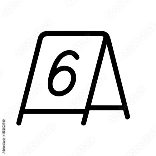 Simple Outline Tabletop Number Six Marker Sign Illustration Icon