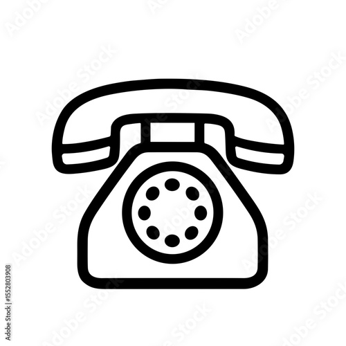 Simple Line Art Rotary Telephone Retro Communication Device Icon