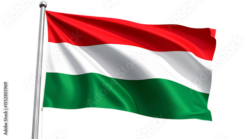 Free Download Elegant Flag with Three Vertical Stripes of Red, Red White, and Green, Capturing National Identity and Pride, Isolated on Transparent and White Background - GFXLoad
