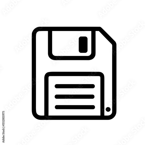 Minimalist Outline Floppy Disk Data Storage Device Technology Icon