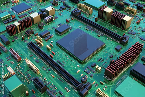 Old PC Motherboard with Red Lighting

