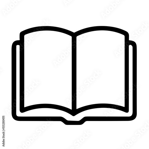 Simple Outline Open Book Education Reading Line Art Icon