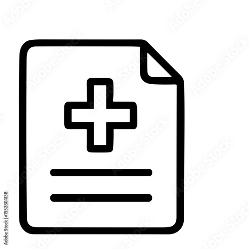 Simple Line Style Medical Report with Plus Sign Icon Graphic