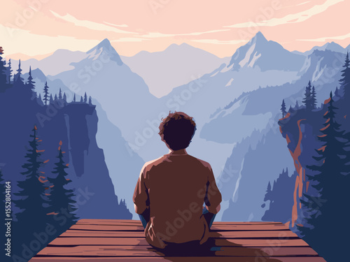 silhouette of man sitting on the mountain