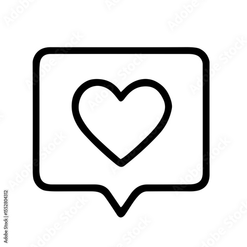 Minimalist Outline Heart in Speech Bubble Shape Symbol Icon Graphic