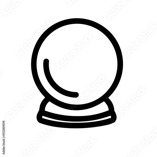 Minimalistic Outline Single Crystal Ball Sphere Divination Magic Tool Icon