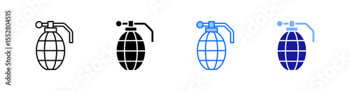 Grenade Multiple Style Icon Set Vector 
