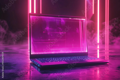 Pink Neon Laptop Display

