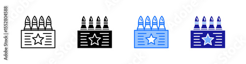 Ammunition Multiple Style Icon Set Vector 