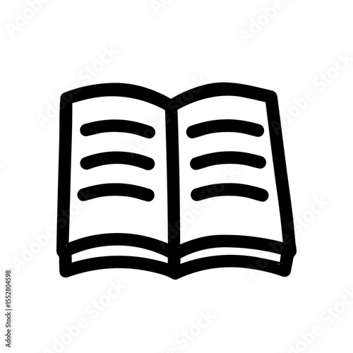 Simple Outline Open Book with Lines Education Concept Graphic