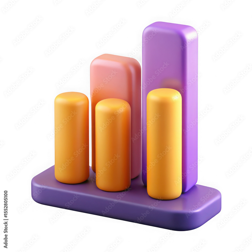 3d render of a colorful business graph isolated on white background, isolated on transparent background 3d render of a colorful business graph isolated on white background, isolated on transparent background
