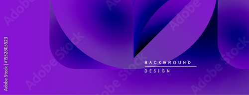 Abstract purple design features flowing shapes, gradients. Text reads background design. Modern, vibrant visual presentation.