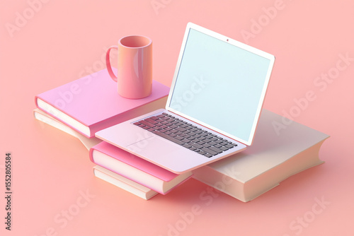 Slim Laptop on Stack of Books

