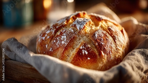 Sourdough bread baking event rustic kitchen culinary art warm atmosphere close-up view home cooking delight