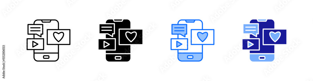 Fototapeta premium Social Media Multiple Style Icon Set Vector 