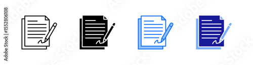 Signing Contract Multiple Style Icon Set Vector 