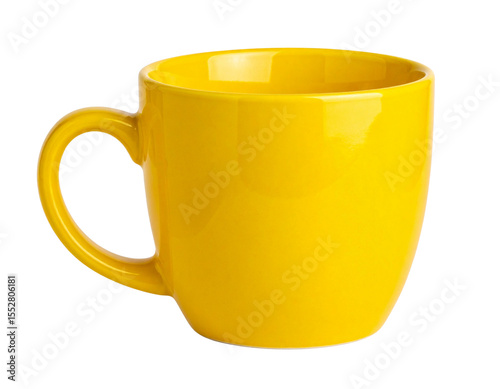 Yellow cup isolated on transparent background