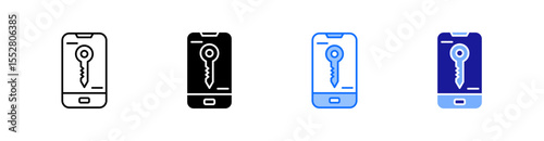 Access Key Multiple Style Icon Set Vector 