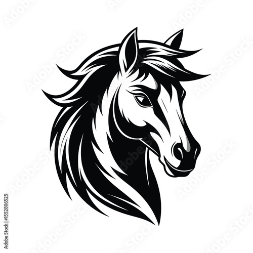 Stylized Black and White Horse Head