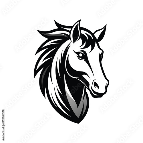 Stylized Black and White Horse Head