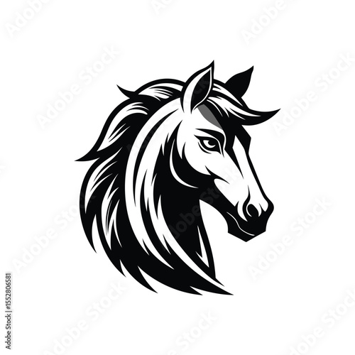 Stylized Black and White Horse Head