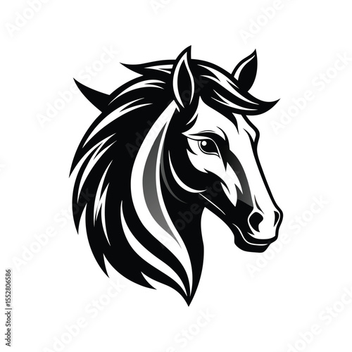 Stylized Black and White Horse Head
