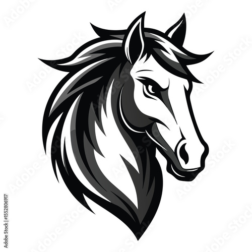 Stylized Black and White Horse Head