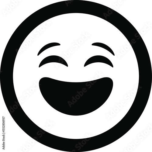  Laughing Face Emoji with Closed Eyes and Wide Smile, Expressing Joy, Happiness, Amusement, Laughter, Positive Emotion, Contentment, Good Mood, Fun, Entertainment, Gladness, Cheerful.