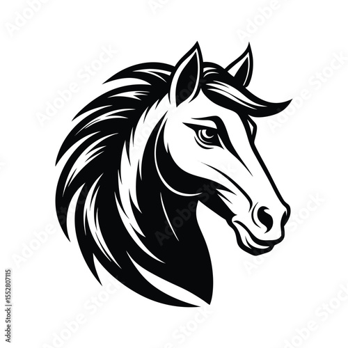 Stylized Black and White Horse Head