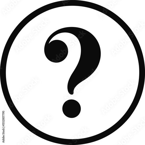 Question Mark Icon in a Circle, Symbolizing Inquiry, Help, Information, Query, Doubt, Unknown, Solution, Support, FAQ, Confusion, Mystery, Problem, Seeking Answers, Brainstorming.