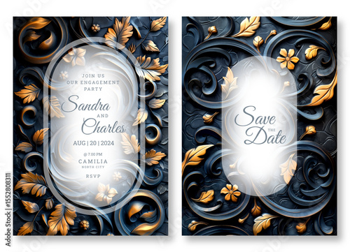 Impasto floral art wedding invitation template, business brochure template, wedding invitation template, universal background, versatile vector background, creative brochure template, invitation