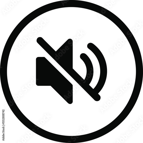 Mute Volume Icon, Speaker with Diagonal Line Through It, Silence, Off, Audio Control, Sound Settings, No Noise, Quiet Mode, Turn Off Sound, Silent, Disable Audio, Sound Off, Speaker Off.