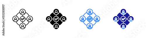 Collaboration Multiple Style Icon Set Vector 