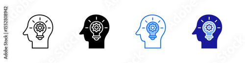 Knowledge Management Multiple Style Icon Set Vector 