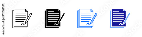 Contract Multiple Style Icon Set Vector 