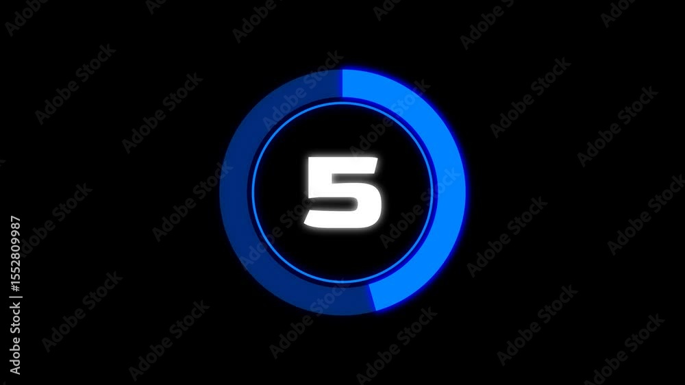 10 second countdown timer with glow effect. Ten to zero countdown animation. 4k video 