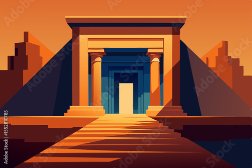 London's iconic Arch of Triumph with a business perspective, showcasing grand architecture, empty corridors, and a luminous hall with an open door