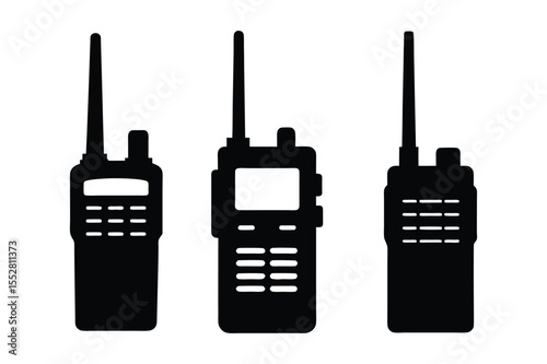 Walkie Talkie silhouette vector bundle  illustration, Black Walkie Talkie silhouette vector