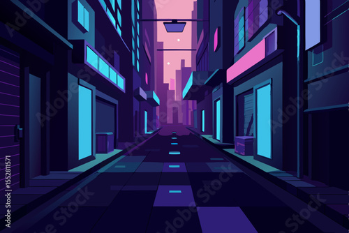 Cyberpunk Cityscape Neon Streets and Vivid Nightscape Illustration