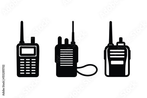 Walkie Talkie silhouette vector bundle  illustration, Black Walkie Talkie silhouette vector