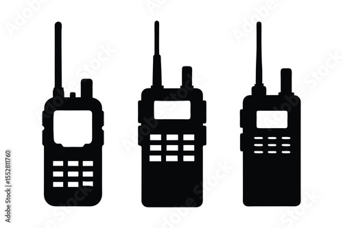 Walkie Talkie silhouette vector bundle  illustration, Black Walkie Talkie silhouette vector