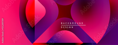 Abstract gradients form overlapping shapes. Vibrant pinks, reds, purples blend smoothly. Text reads background design centrally positioned.