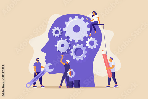 Teamwork and collaboration building a conceptual human mind with gears and tools